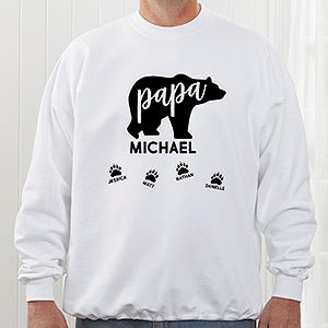 Personalized Papa Bear Pullover Sweatshirt - Adult X-Large - White