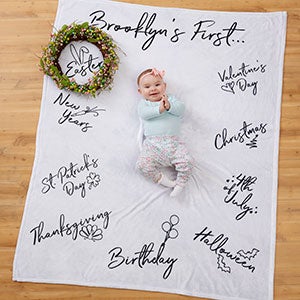Personalized Baby's First Holiday Milestone Blanket