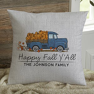 Classic Fall Vintage Truck 14-inch Velvet Throw Pillow Personalized