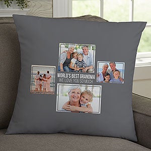 For Her 4 Photo Collage Personalized Large Throw Pillow
