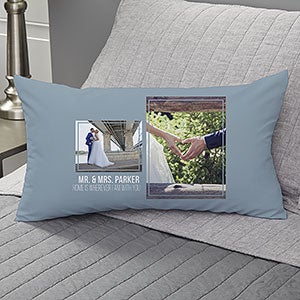 Wedding 2 Photo Collage Personalized Lumbar Pillow