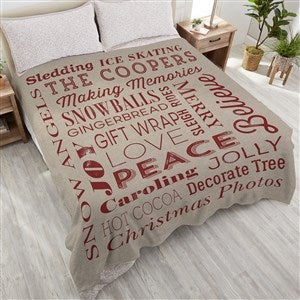 Holiday Traditions Personalized 90x90 Plush Queen Fleece Blanket