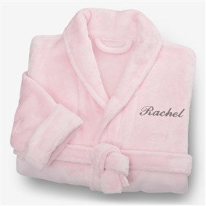 Classic Embroidered Short Fleece Robe - 21547
