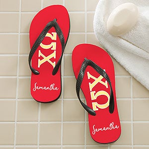 0 Chi Omega Sorority Personalized Flip Flops - Medium - Adult 8/9