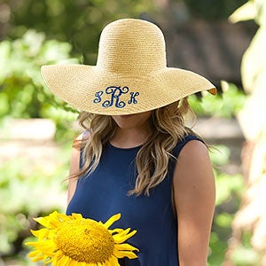 Women's Embroidered Monogrammed Floppy Hat
