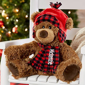 Buffalo Check Personalized Christmas Teddy Bear - #21593