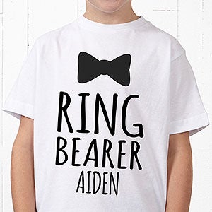 Personalized Ring Bearer Kids Shirt - Bow Tie - Youth Large (14-16) - Royal Blue