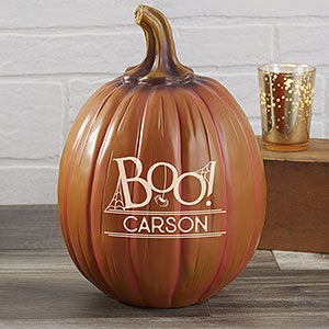 BOO! Personalized Resin Pumpkin - Large Orange