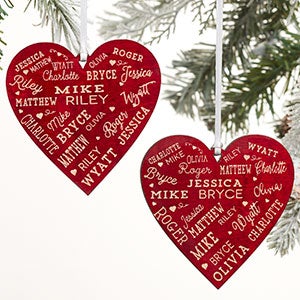 2-Sided Close To Her Heart Personalized Red Wood Ornament - #21668-2R