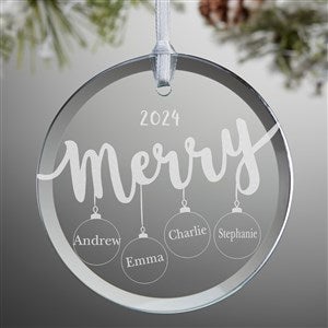 Merry Everything Engraved Family Glass Ornament - #21692