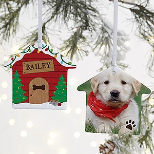 2 Sided Good Dog! Personalized House Photo Ornament