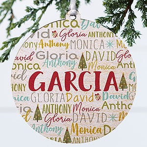 Whimsical Winter Family Personalized Wood Ornament