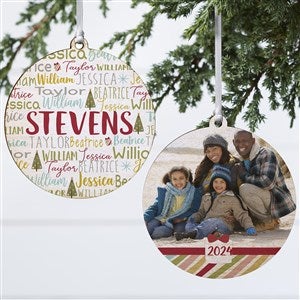 Whimsical Winter Family Personalized Wood Photo Ornament