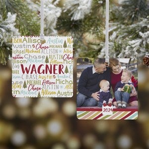 Whimsical Winter Photo Family Personalized Metal Photo Ornament