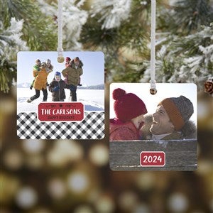 Farmhouse Christmas Buffalo Plaid Photo Ornaments