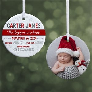 The Day You Were Born Custom Photo Ornament