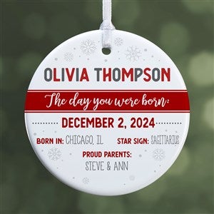 The Day You Were Born Personalized Christmas Ornament