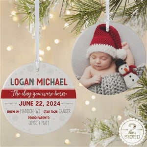 The Day You Were Born Personalized Photo Ornament