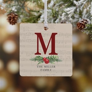 Nostalgic Noel Personalized Square Photo Ornament - 1 Sided Metal