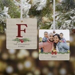 Nostalgic Noel Personalized Square Photo Ornament - 2 Sided Metal