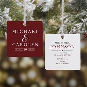 Moody Chic Personalized Wedding Ornament - 2 Sided Metal