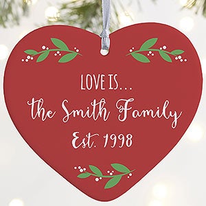 1-Sided Family Established Personalized Heart Ornament