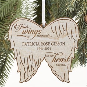 Personalized Angel Wings Memorial Whitewash Wood Ornament