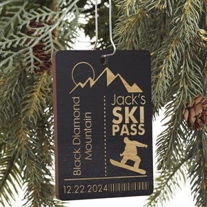 Ski Pass Personalized Wood Ornament- Black - #21726-BLK