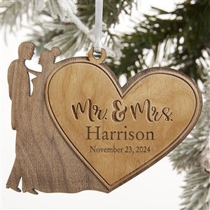 Mr & Mrs Personalized Christmas Wood Ornament