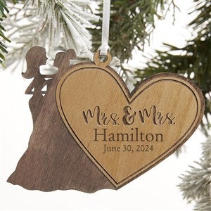 Mrs & Mrs Personalized Christmas Wood Ornament