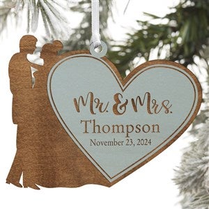 Mr & Mrs Personalized Christmas Blue Wood Ornament