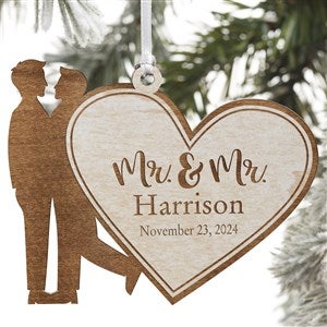 Mr & Mr Personalized Christmas Whitewash Wood Ornament
