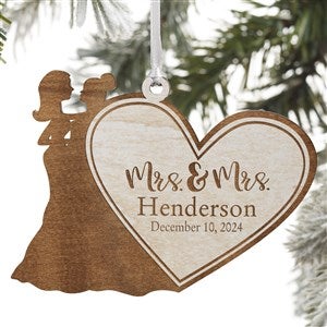 Mrs & Mrs Personalized Christmas Whitewash Wood Ornament