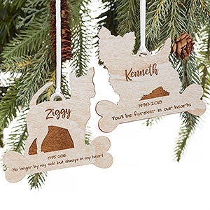 Dog Memorial Personalized Whitewash Wood Ornament