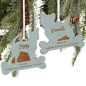 Dog Breed Memorial Personalized Wood Ornament- Blue Stain - #21728-B