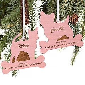 Dog Breed Memorial Personalized Wood Ornament- Pink Stain - #21728-P