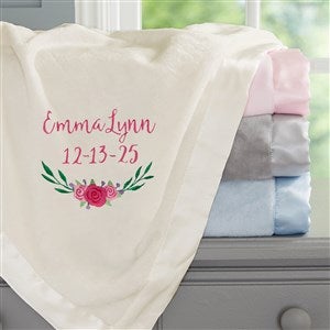 Floral Embroidered Ivory Baby Blanket