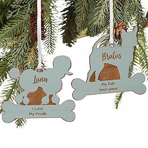 Dog Breed Personalized Blue Wood Ornament