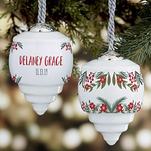 Winter Roses Baby's First Christmas Personalized Ornament