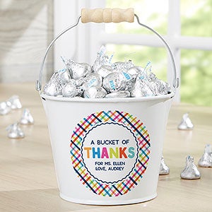 Bucket of Thanks Personalized White Mini Metal Bucket