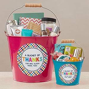 Bucket of Thanks Personalized Mini Metal Bucket- White - #21760