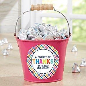 Bucket of Thanks Personalized Pink Mini Metal Bucket