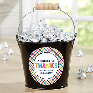 Bucket of Thanks Personalized Black Mini Metal Bucket