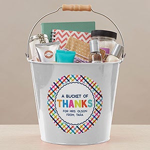 Bucket of Thanks Personalized Large Metal Bucket- White - #21760-L