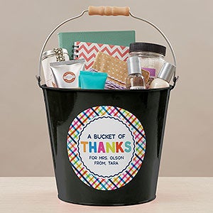 Bucket of Thanks Personalized Large Metal Bucket - Black