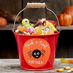 Halloween Character Personalized Halloween Treat Bucket - Red