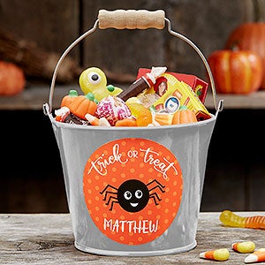 Halloween Character Personalized Halloween Treat Bucket - Silver