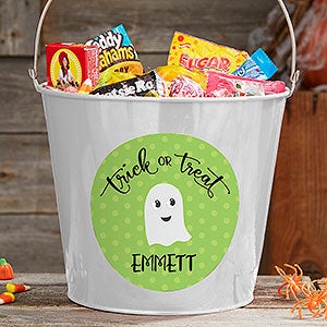 Halloween Character Personalized Large Treat Bucket - White