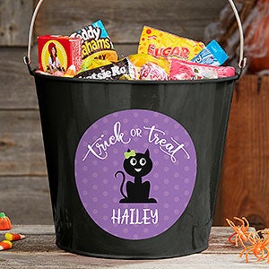 Halloween Character Personalized Large Treat Bucket - Black