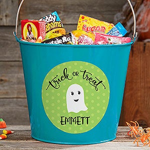 Halloween Character Personalized Large Treat Bucket - Turquoise